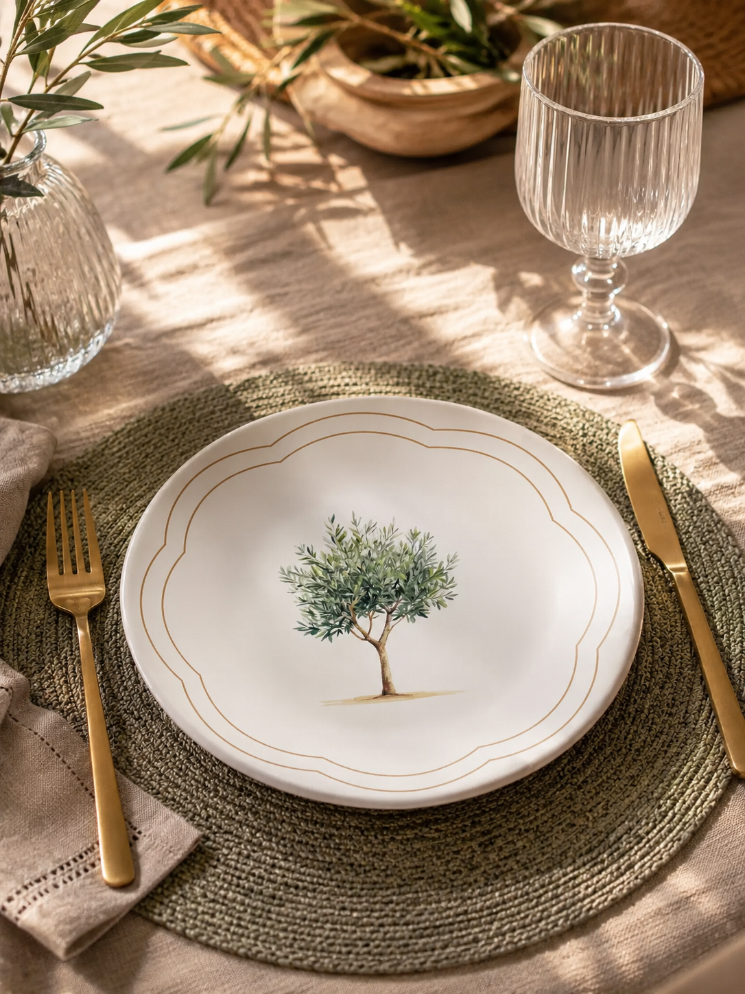 Pratos de Sobremesa Coup Oliveira 21cm Alleanza - 8 unidades