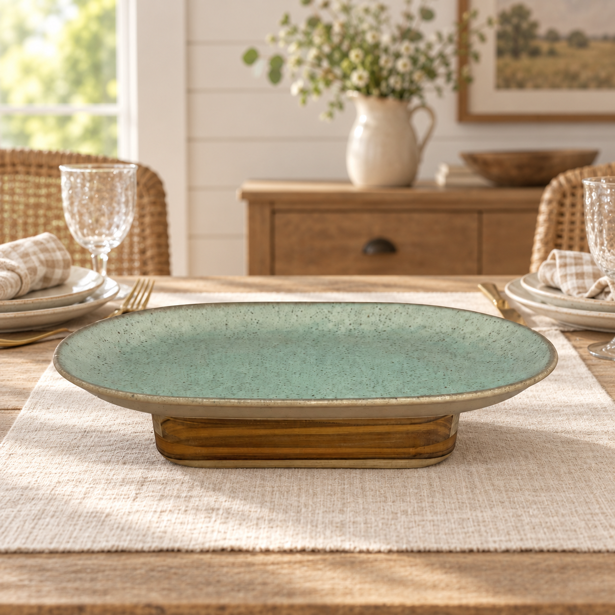 Suporte Oval Verde Água