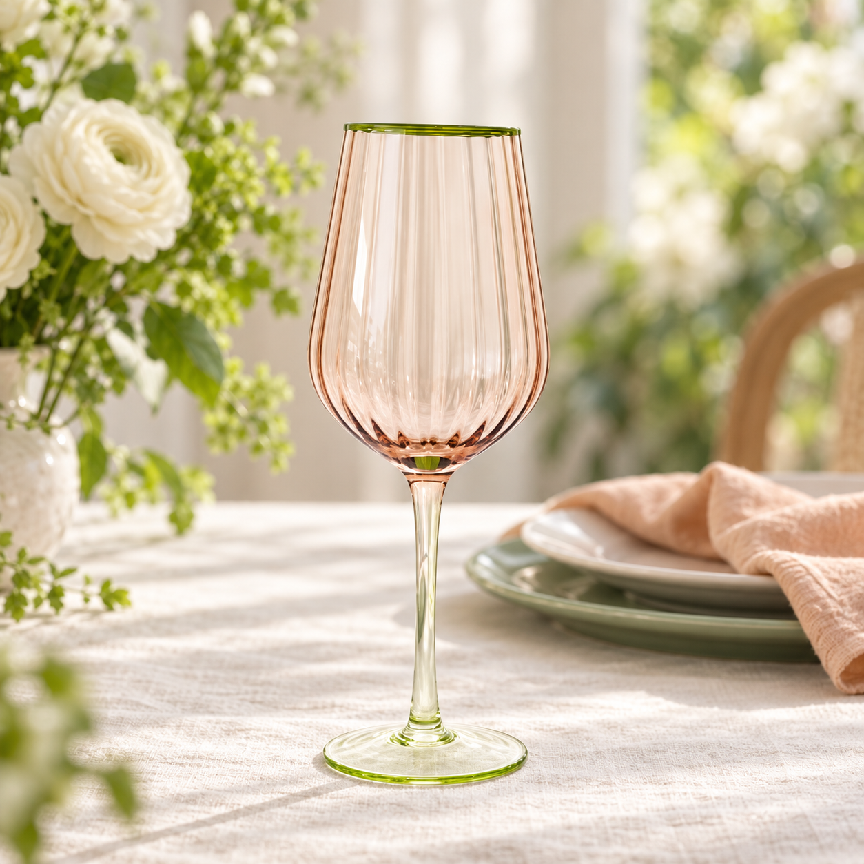 Taça de Vidro Apricot c/ Base Verde 500 ML