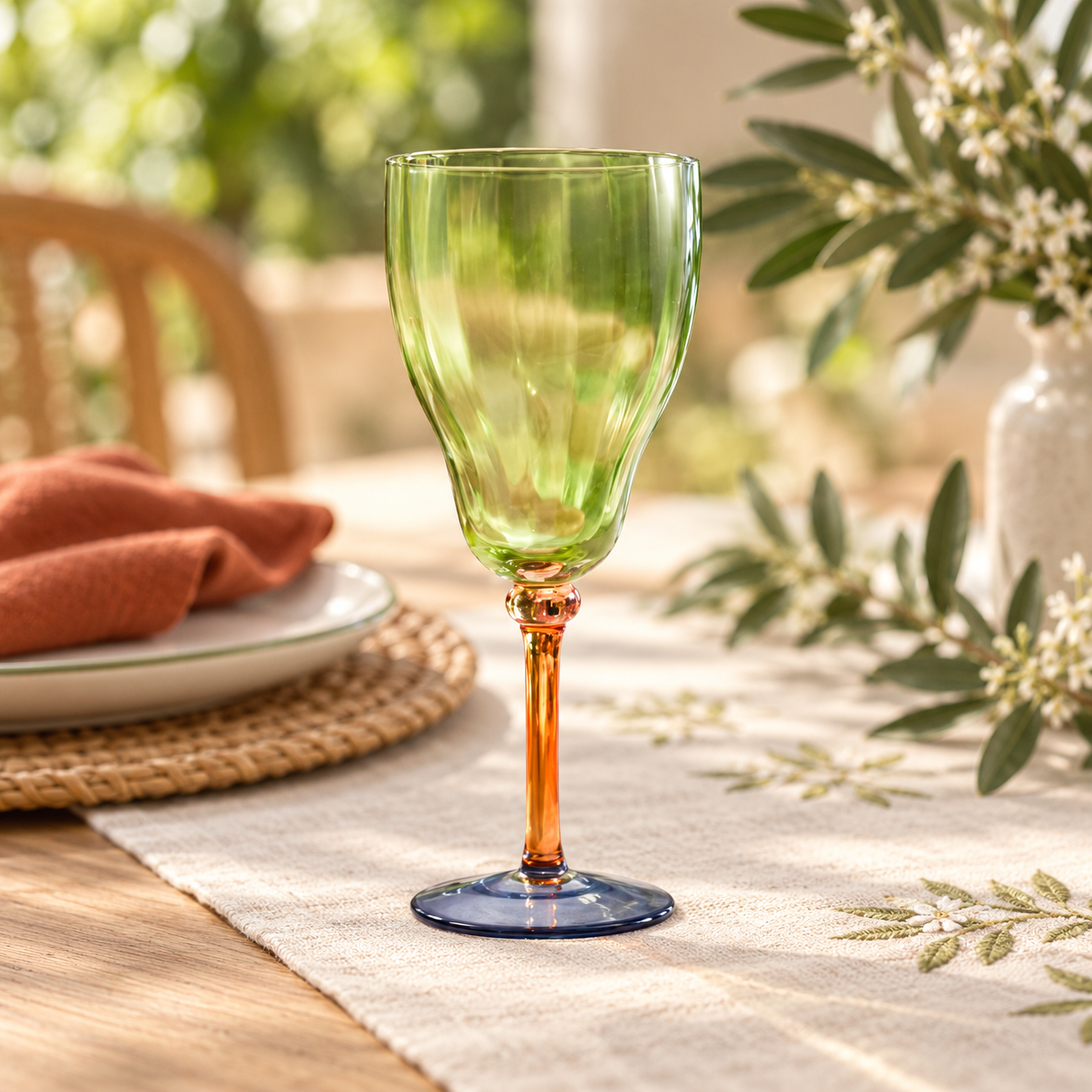 Taça De Vinho Branco Gradiente 270ml Verde Laranja Azul
